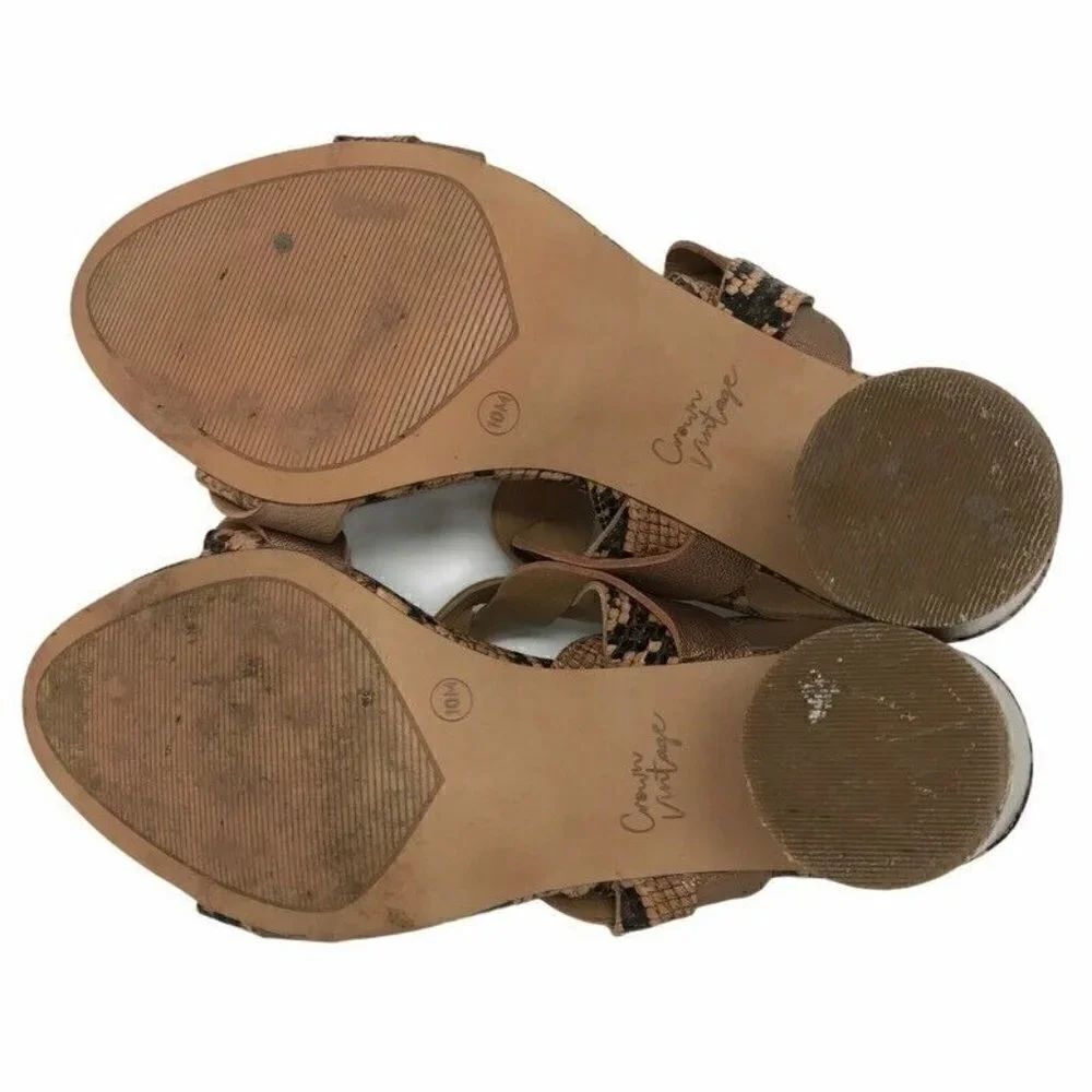 Crown Vintage Slingback Sandals Block Heels 10